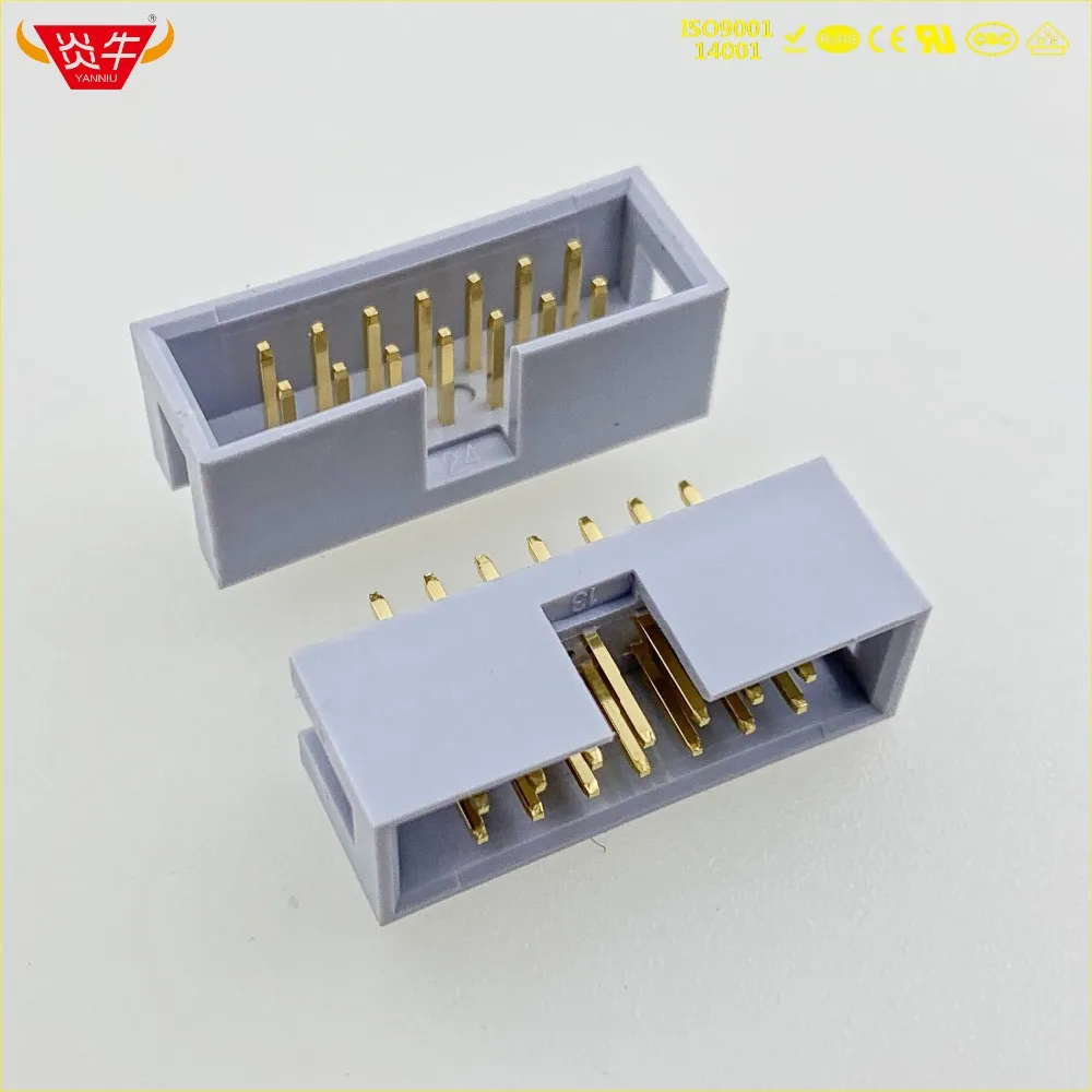 

50Pcs DC3-14P GREY WHITE 14PIN IDC SOCKET BOX 2.54mm PITCH BOX HEADER STRAIGHT CONNECTOR CONTACT PART GOLD-PLATED 3u YANNIU