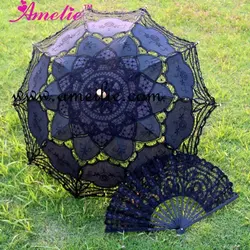 Handmade Belgian Lace Black Parasol Umbrella and Fan Uk Wholesaler