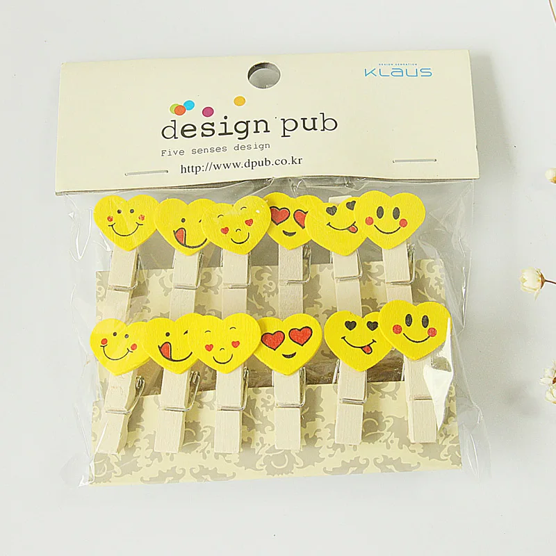 10pcs 35x7mm DIY Yellow Lovely Wood Clothes Pegs Clothespin Clips Office Party Decoration Accessories Photo Hanging Pegs