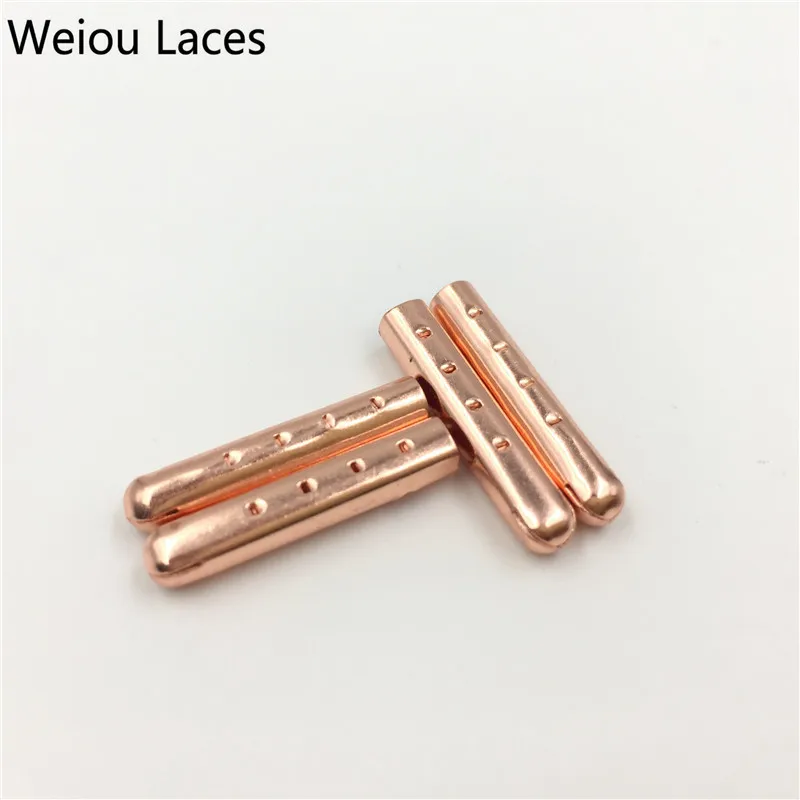 Weiou 4pcs 1 Set Of 3.8x22mm Shoelace Tip Aglet Ends Bullet Metal Lock Clips DIY For Clothes Laces Silver Gold Gun Black Navy