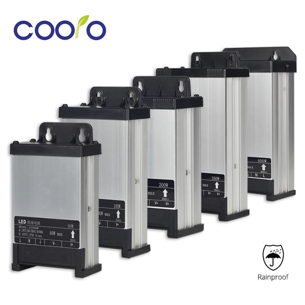 

DC12V AC220V 60W 100W 200W 250W 400W Светодиодный драйвер Трансформатор освещения Непромокаемый источник питания для наружного использования
