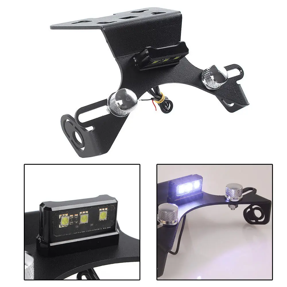 Aluminium License Plate Holder Mount Bracket LED Fender Eliminator Tail Tidy For Kawasaki Ninja 250 300 Z250 Z300