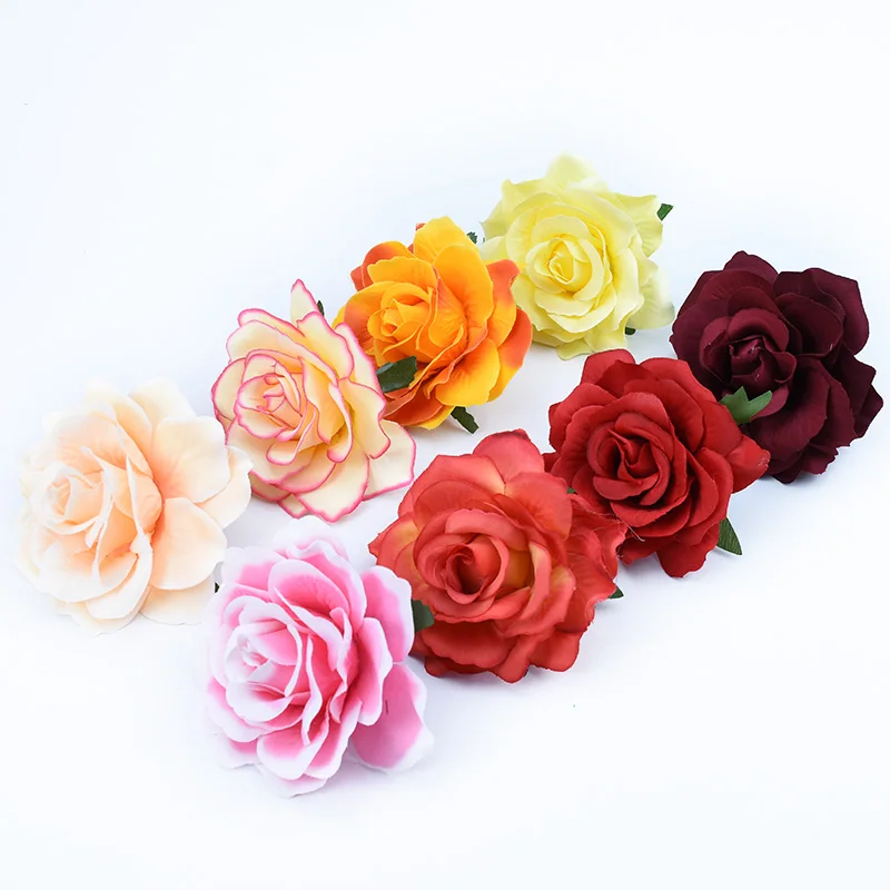 10CM High Quality Silk Roses Flower Wall Wedding Home Decor Christmas DIY Brooch Bridal Accessories Clearance Artificial Flowers