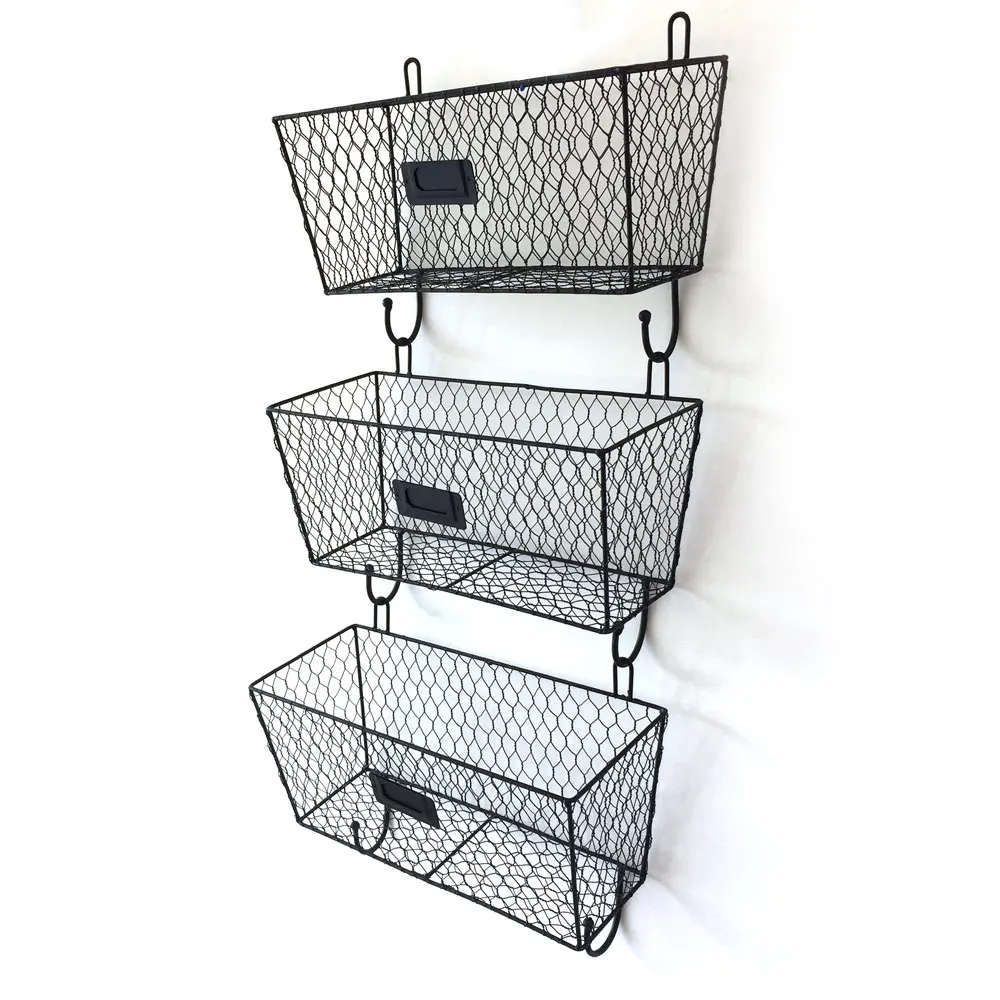 3 Metal Wall Hanging Storage Basket Organizer Multi Rack for Kitchen Toilet Storage Outdoor Storage Mail Letter Magzine Holders