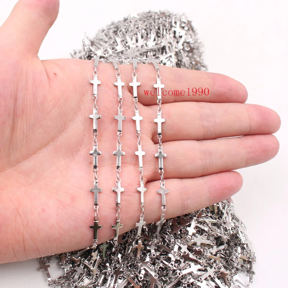 Fate Love in bulk 3 meter New Fashion Cross Link Chain Stainless Steel Jewelry Finding Chain DIY Necklace