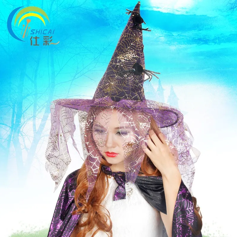 Witch Hat with Spider Halloween Costume CosplayParty Activities Sorcerer Wizard Dress Up Christmas