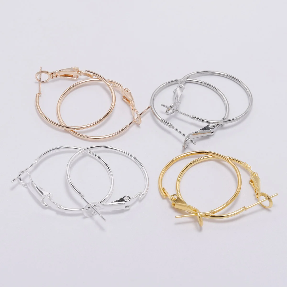 10Pcs/Lot 30 40 50 60 70mm Gold Round Big Hoop Earrings Accessories Exaggerated Hoop Ear For DIY Jewelry Making Finding