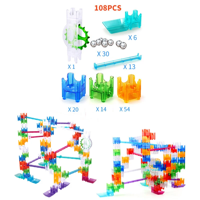 108 cái, 30 bi Cubes Bóng Mê Cung Mê Khối Xây Dựng TỰ LÀM Bằng Đá Cẩm Thạch Chạy Lắp Ráp Các Khối Theo Dõi phối hợp Tay-mắt đồ chơi Giáo Dục