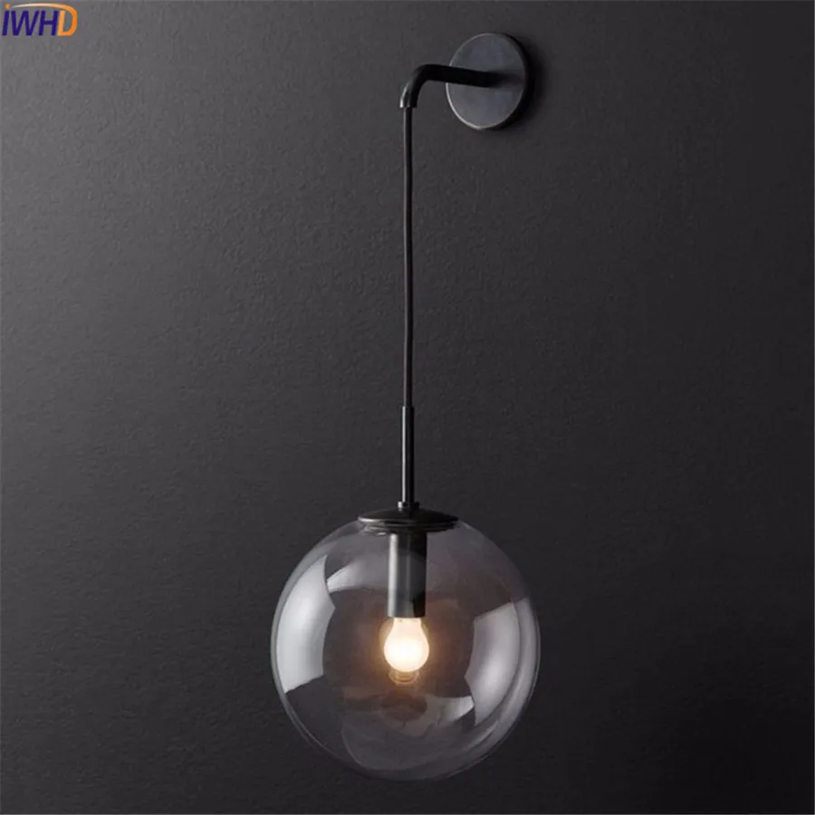 Nordic nowoczesna lampa sufitowa LED szklana kula lustro łazienkowe obok amerykański Retro kinkiet ścienny Wandlamp Aplique Murale