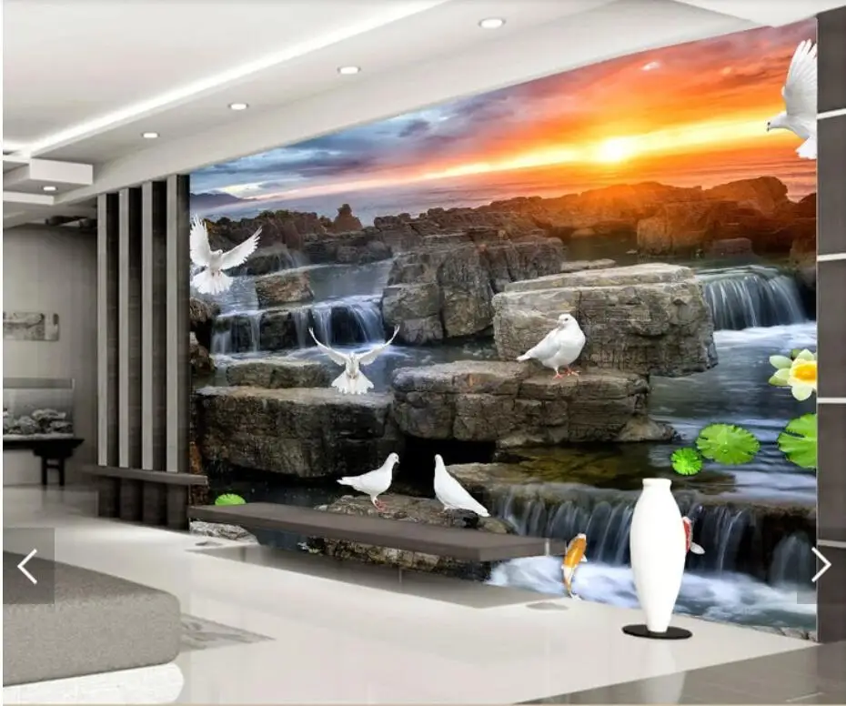 

Decoration Mural 3D Stone Waterfall Wall Papers for Walls Wallpaper Canvas HD Photo Wallpapers Contact Paper Custom