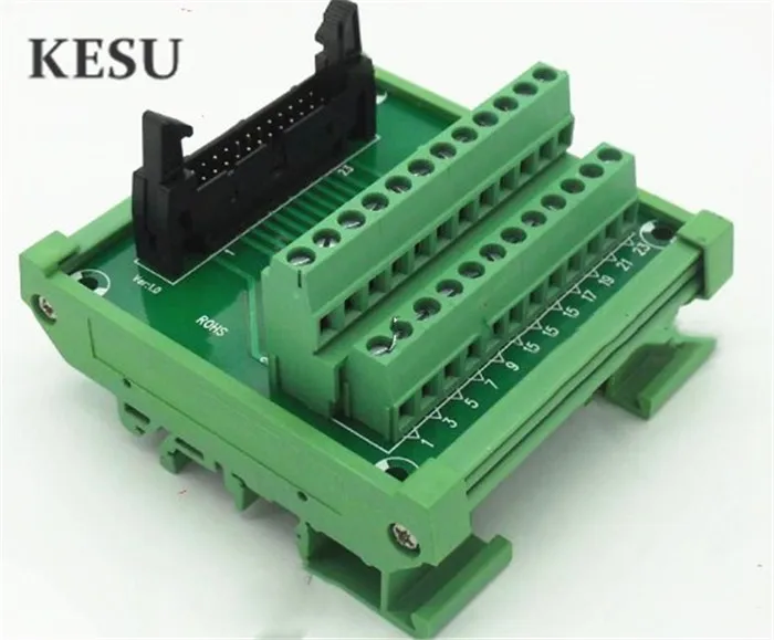 

IDC24Pin 2.45mm IDC-24 Pin Male Connector to 24-Pin Terminal Block Breakout Board Adapter PLC Relay Terminals DIN Rail Mounting