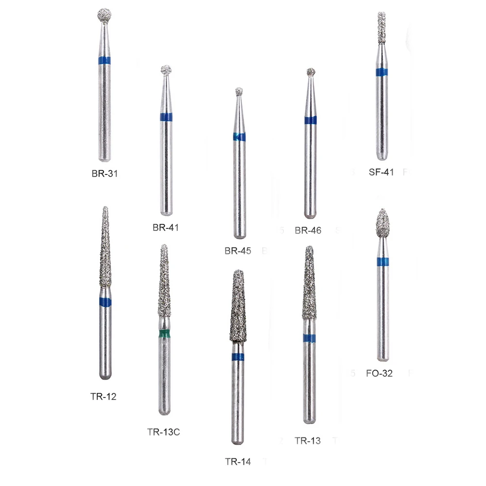 10 unidades/pacote BR-31 Dental Diamante Burs Broca Odontologia Handpiece Lidar Com Diâmetro 1.6 milímetros Ferramentas de Dentista BR-41 TR-13