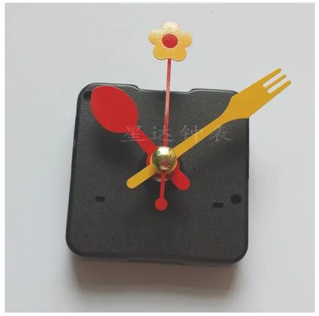 Fedex 100 sets Excellent Quality Cute Flower Spoon Fork Hand Quartz Clock Movement Mechanism Repair Part Kit Silent kid gift