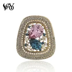 VEYO High Quality Round Luxury Full Of Crystal Rhinestone Gold Color Brooch Vintage Jewelry Wholesale