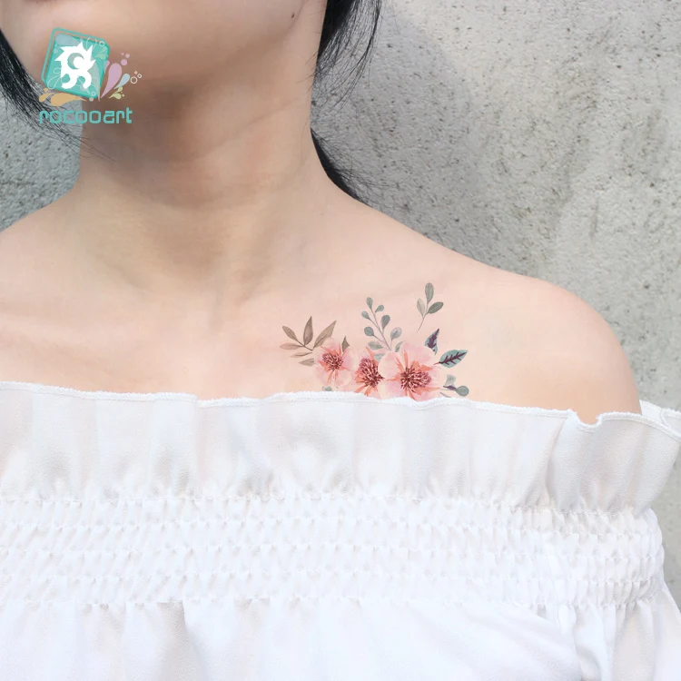 Rocooart Colorful Whales Fake Tattoo Body Art Flash Taty Flower Bird Temporary Tattoo Sticker For Women Tatouage Red Crane Tatoo