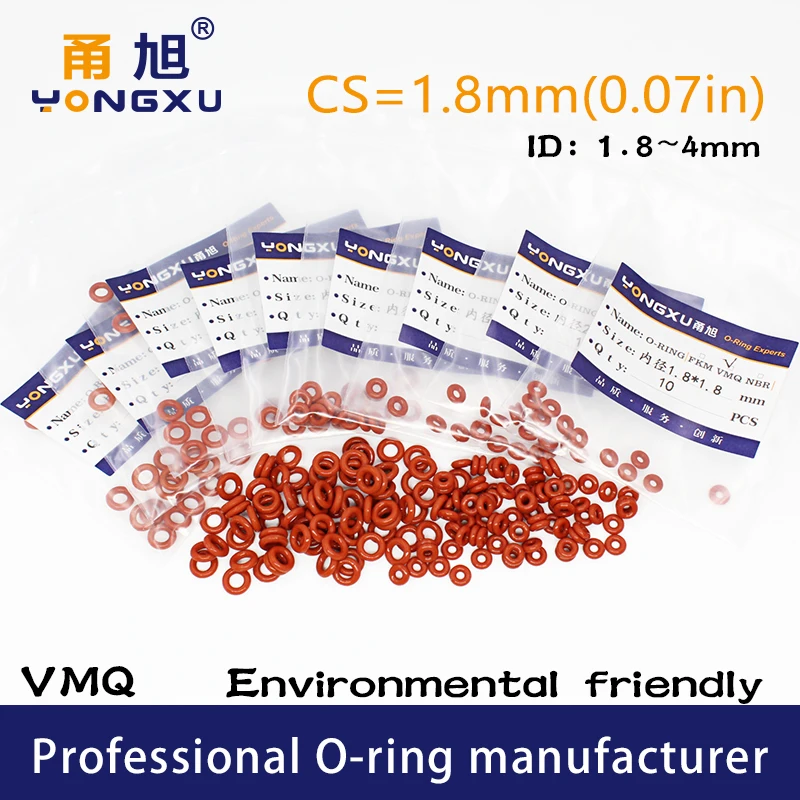 10PCS/Lot Silicone Ring VMQ O-Ring CS1.8mm  ID1.8/2/2.24/2.5/2.8/3.15/3.55/3.75/4*1.8mm Seal Rubber Gasket Rings