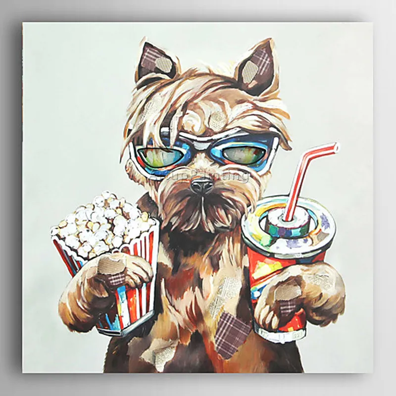 Dog painting Canvas acrylic painting wall art pictures for living room home decor pop art animal Painting cuadros decoracion 003