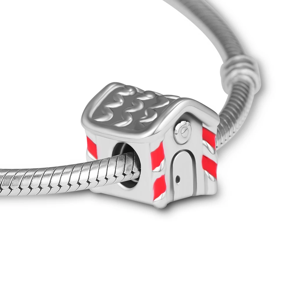 

CKK 100% 925 Sterling-Silver Sweet Home,Red Enamel DIY Fits for Making Charms Bracelets