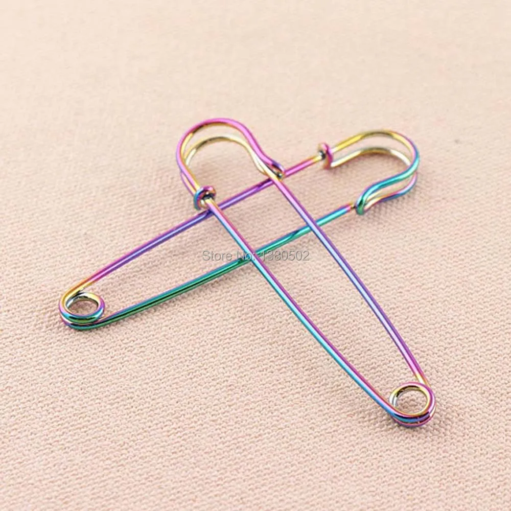 

10pcs/lot 3inch rainbow Fashion large size colorful brooch pin Safety Pins decoration for women