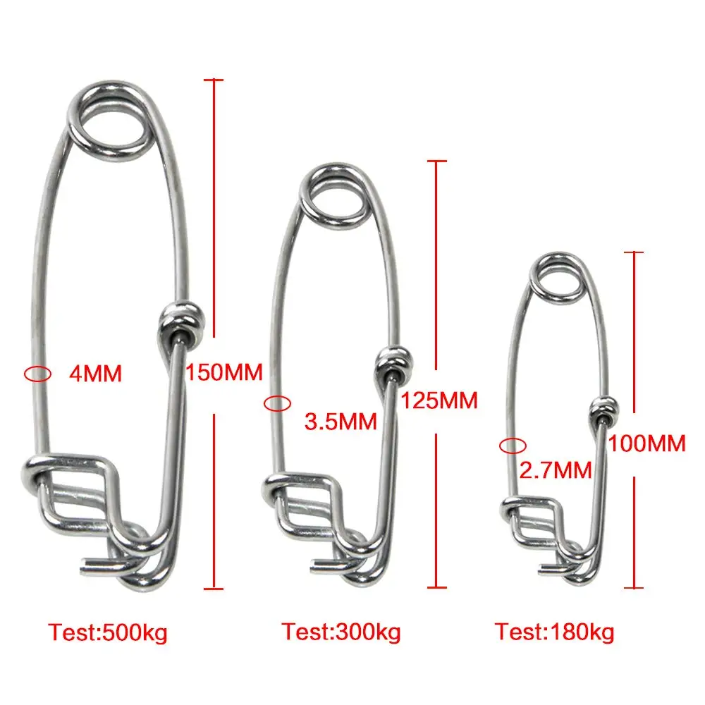 10Pcs Stainless Steel Longline Snap Clips Fishing Swivel High Strength Branch Hanger Snap Float Line Strong Fishing Connector