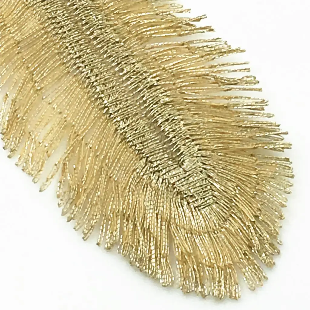 6pcs Gold Feather Applique Patches for DIY Boho Clothes - Sew On for T-Shirt Dress Festival Outfit (8x3.5cm)