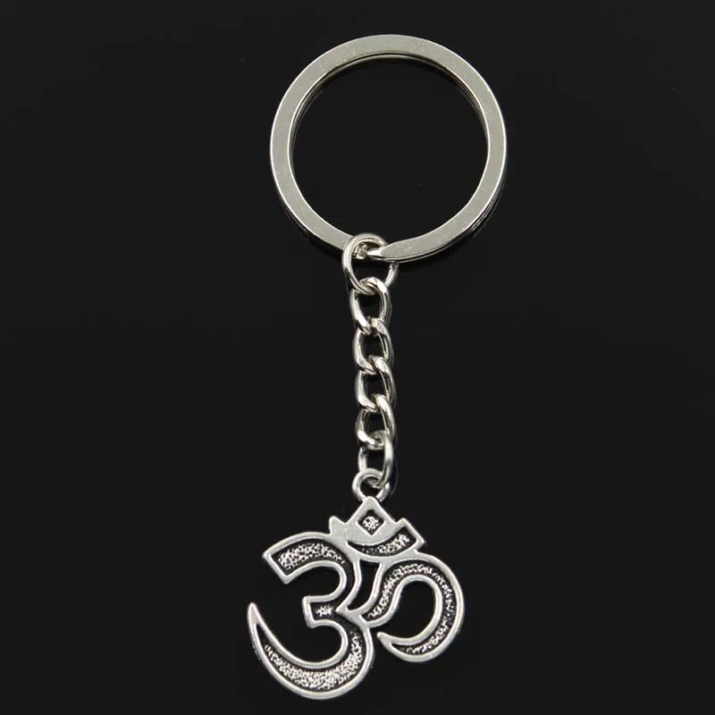 New Keychain 30x26mm Yoga Om Pendants DIY Men Car Key Chain Ring Holder Keyring Souvenir Jewelry Gift