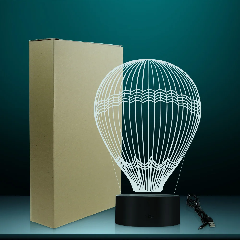 Lampe en forme de ballon à Air chaud, effet 3D, Illusion d'optique, lampe de Table autour du monde, éclairage décoratif, veilleuse pour chambre d'enfant