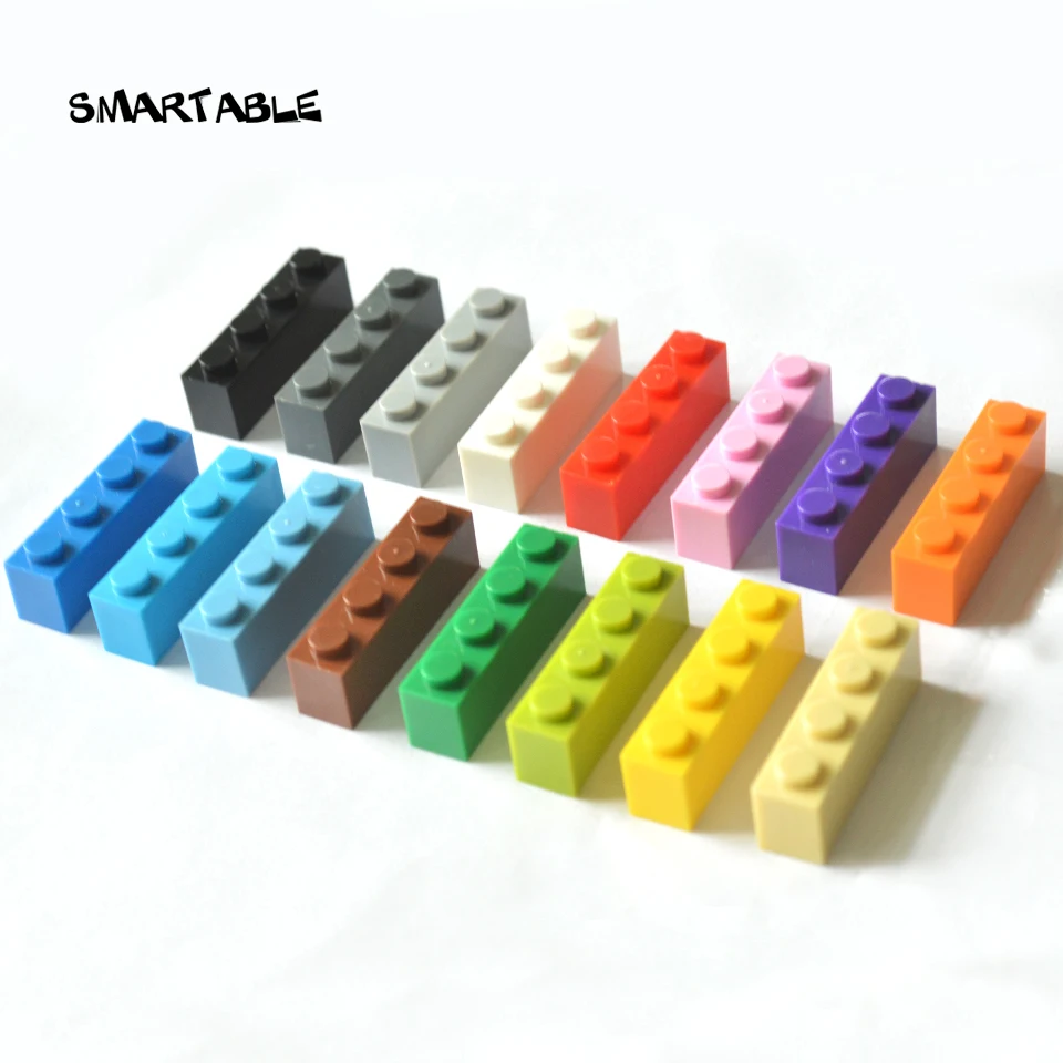 

Smartable Brick 1X4 High Particles Small Building Blocks Parts DIY LOGO Toys Compatible All Brands 3010 Toys 63pcs/lot