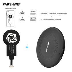 Universal Qi Wireless Charger Charging Kit Transmitter Receiver Adapter Bundle 5W for iPhone Lightning Android Phones