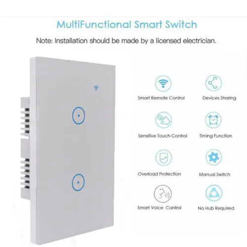 US WiFi Switch Touch Control Wall Light Switch 1 /2 /3 Gang 120 Type Panel Wall Touch Light Switch Smart Home Google compatible