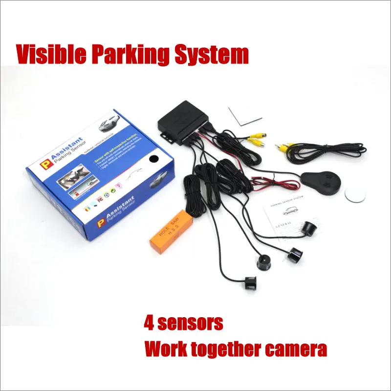 AUTO PDC Visible Car Parking System 4 Radar Sensors Distance Sound Alarm Alert Accessories Connecting Rear Reverse Camera