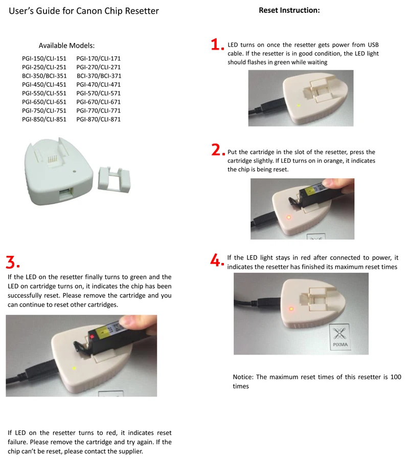 einkshop For Canon PGI-550 CLI-551 Chip Resetter for Canon PIXMA IP7250 MG5450 MX725 MX925 MG6450 MG5550 IX6850 MG5650 MG6350