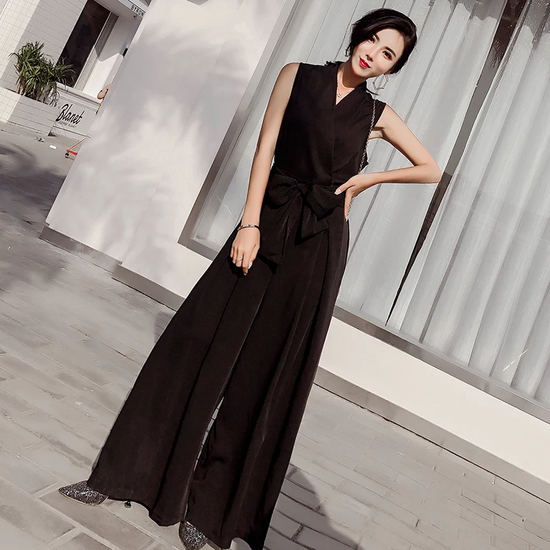 Dames Nieuwe Mode V-hals Jumpsuit Vrouwen Elegante Sexy Boog Rompertjes Hoge Taille Jumpsuit