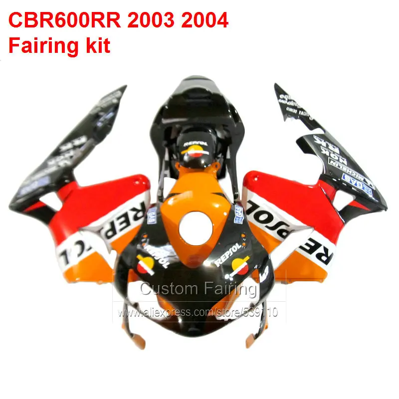 Orange & Red Fairings For HONDA CBR600RR 03 04 repsol sticker ( INJECTION Motorcyle) fairing kit TP21