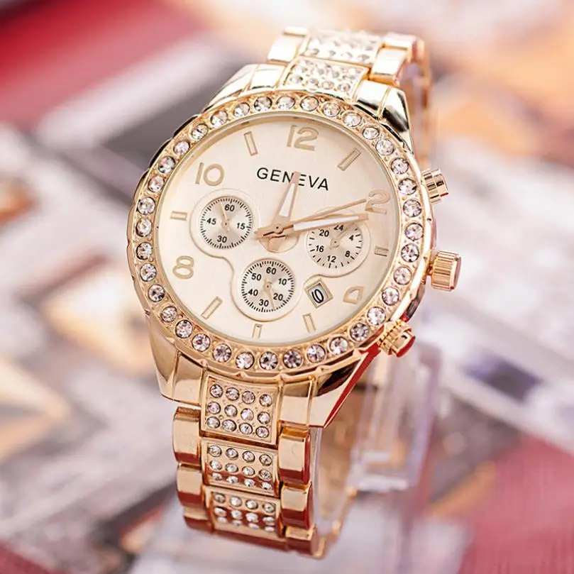 2022 mulher relógio de genebra relógio feminino luxo strass rosa ouro relógios moda feminina vestido relogio feminino horloge dames