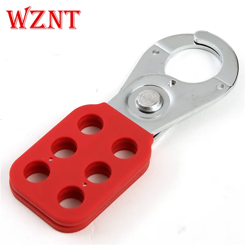 NT-H01 NT-H02 Free Shipping 1'' 1.5'' 25mm 28mm 6 holes Red Vinyl Coated Steel Safety Lockout Hasp