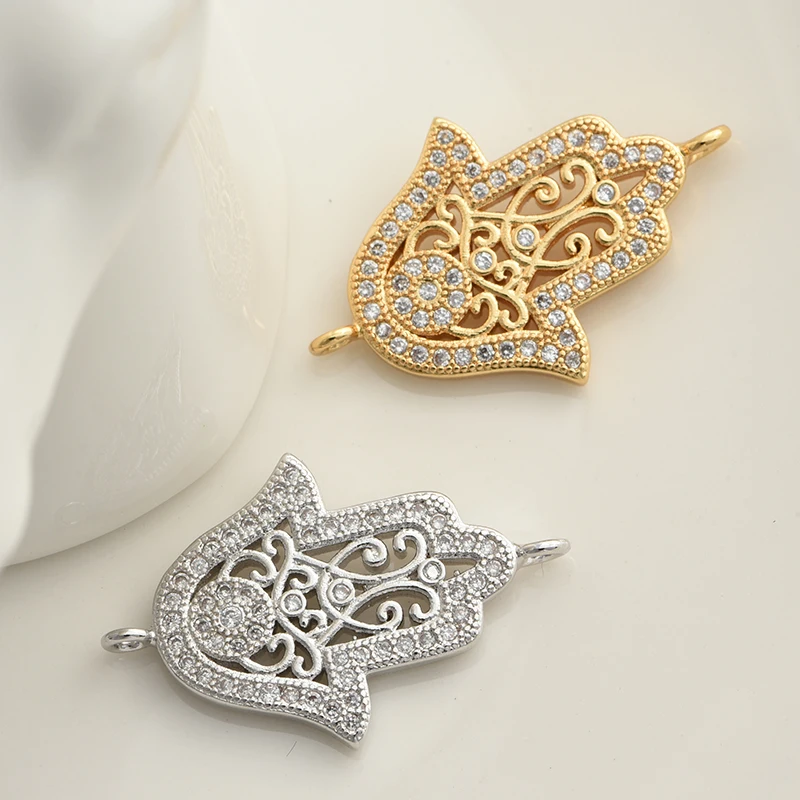 Hand Shape Fatima  Hamsa Palm Connector Charms for Bracelet bangles  Jewelry DIY Making Women Men Jewelry