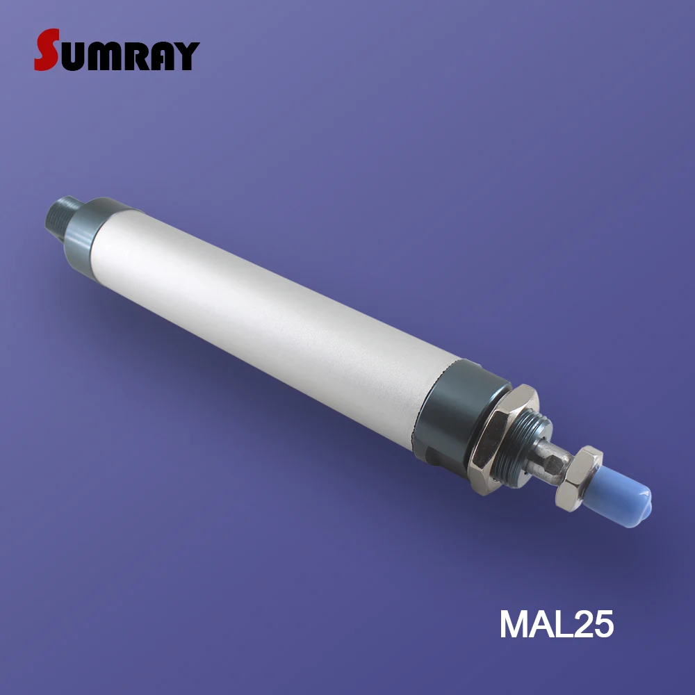 SUMRAY Pneumatic Cylinder MAL Type 25mm Bore 25/50/75/100/125/150/175/200/250/300mm Stroke Aluminium Alloy Pneumatic Cylinder