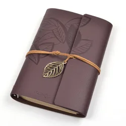 Classic String PU Leather Dark Brown Loose-leaf Blank Notebook Diary Travel Journal Note Book