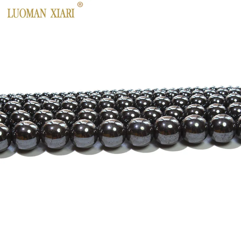 Wholesale Natural Round Stone Beads Black Hematite Iron Selectable 4/6/8/12MM For Jewelry Making DIY Bracelet Necklace 15\'\'