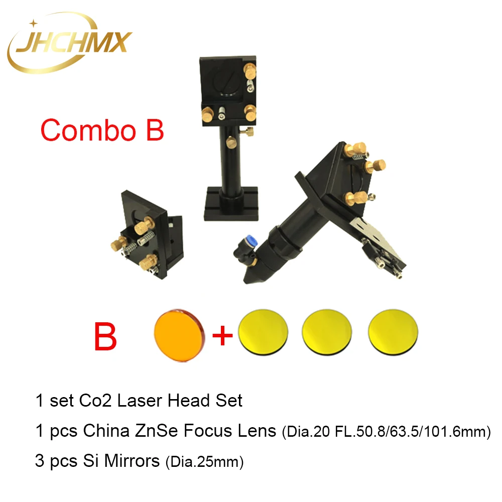 JHCHMX CO2 เลเซอร์ชุดติดตั้ง + 1pc เลนส์โฟกัส + 3pcs Dia.25 Si กระจกสะท้อนแสงสำหรับ co2 เครื่องแกะสลัก