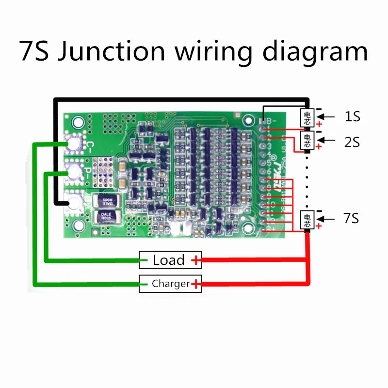 6S/7S/13S 24V 36V 48V Polymer Lithium/Ternary Lithium/ Iron Phosphate/LiFePo4 Battery Protection Board 25A Same Port BMS Board - view 5