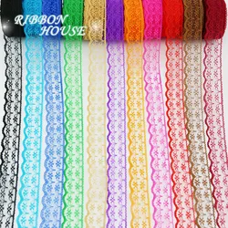 (10 yards/roll) 2.25 centimetri di pizzo Bianco tessuto Nastri E Fettucce Decorazione Bel regalo di imballaggio Materiale Del Cotone