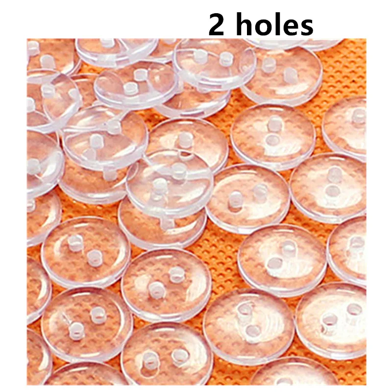 100pcs 12-20L 2holes transparent buttons sewing polyester washer resin shirt button for scrapbooking DIY kid clothes accessorie