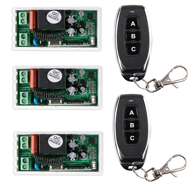 

AC 220V 1 channel RF Wireless Remote Control light Switch 3 receiver+ 2 transmitter Simple connection self-lock mode