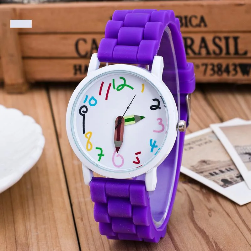 Droppshiping Silicone Watches Children Pencil Pointer Student Watch Quartz Wristwatches Gift Watches dg88