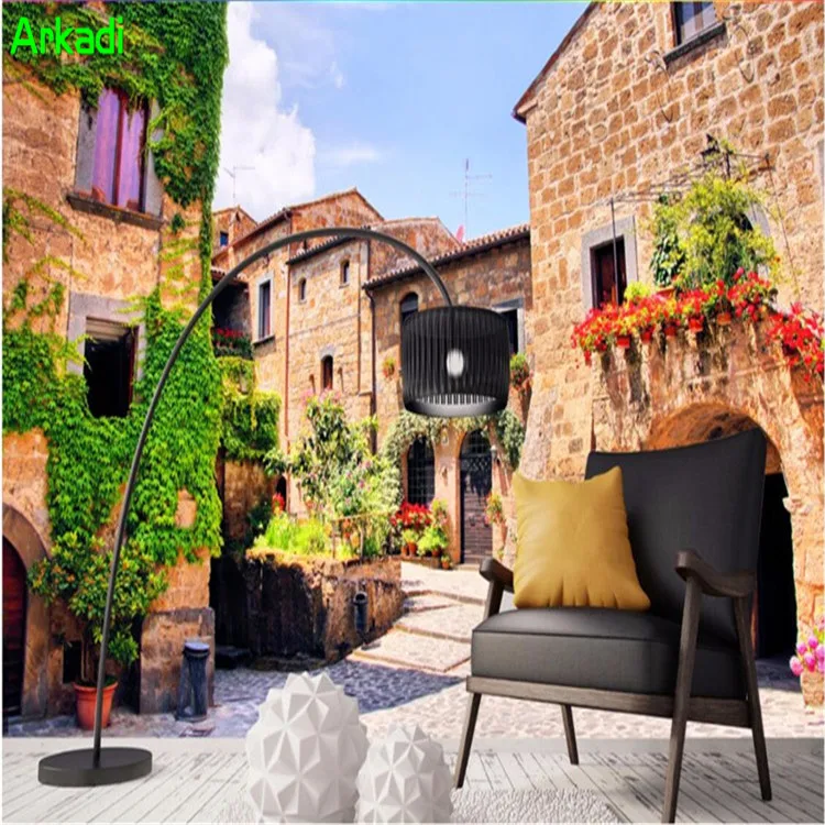 Custom mural 3d wallpaper europe italy town street scenery home decor painting hotel living room sofa TV background wallpaper