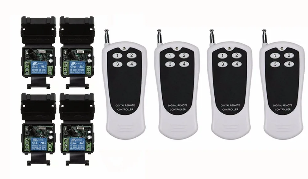 

DC 12V 1CH RF Wireless Remote Control Switch System Transmitter+Receiver,315/433 MHZ /lamp/ window/Garage Doors