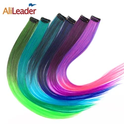 AliLeader-extensiones de cabello de una pieza, accesorio sintético, 20 colores, 50Cm de largo, liso