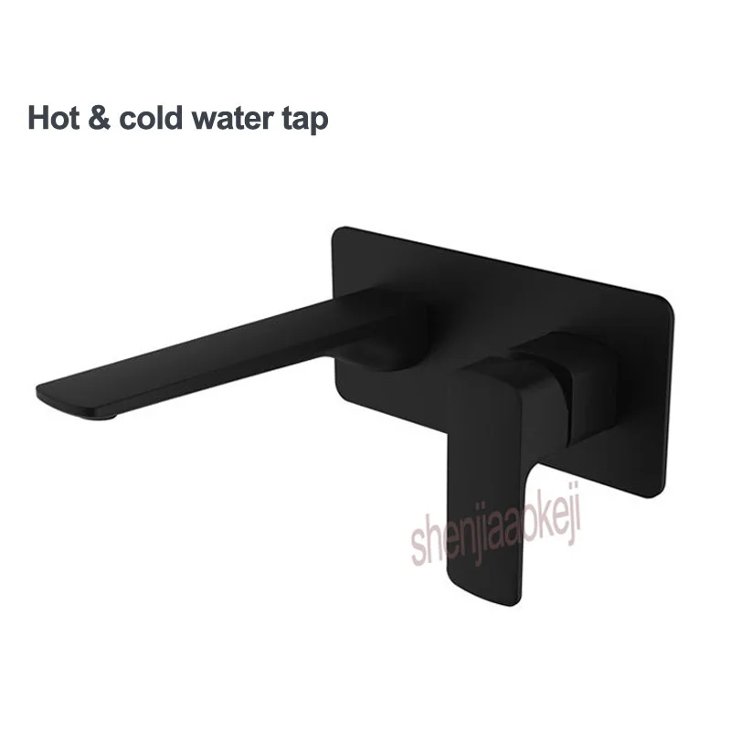 Grifo de lavabo montado en la pared de latón de estilo europeo, grifo mezclador de baño de un solo mango, grifo de agua fría y caliente, 1 ud.